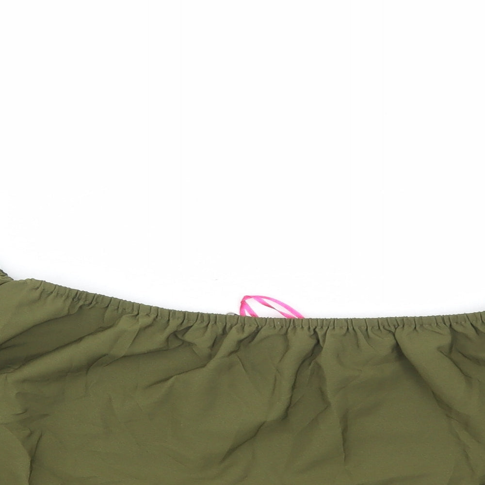 Boohoo Womens Green Polyester Basic Blouse Size 10 Off the Shoulder