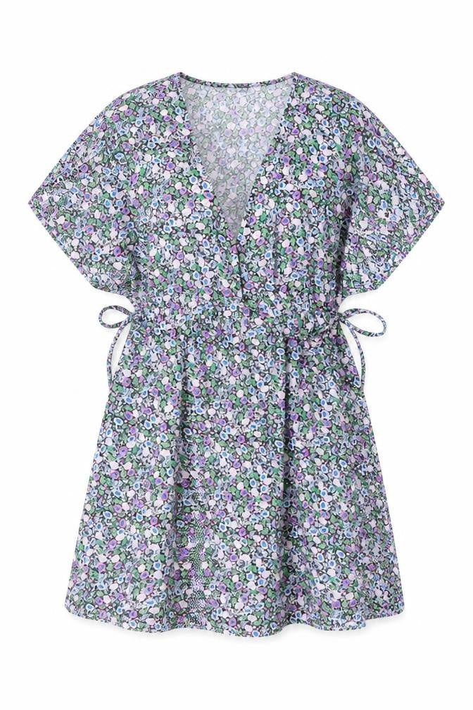 Marks and Spencer Womens Multicoloured Floral Viscose A-Line Size 10 V-Neck Pullover