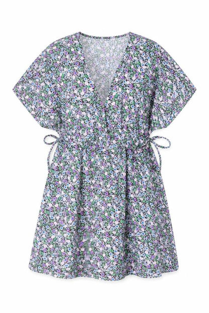 Marks and Spencer Womens Multicoloured Floral Viscose A-Line Size 10 V-Neck Pullover