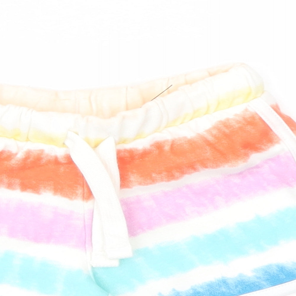 Marks and Girls Multicoloured Striped Cotton Sweat Shorts Size 3-4 Years Regular Drawstring