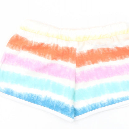 Marks and Girls Multicoloured Striped Cotton Sweat Shorts Size 3-4 Years Regular Drawstring
