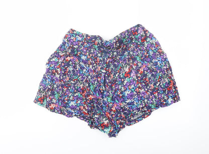 Warehouse Womens Multicoloured Floral Vinyl Basic Shorts Size 8 L3 in Regular Button