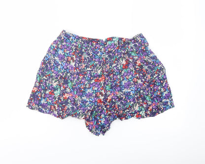 Warehouse Womens Multicoloured Floral Vinyl Basic Shorts Size 8 L3 in Regular Button