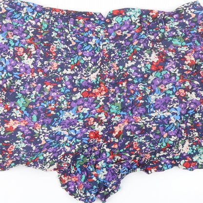 Warehouse Womens Multicoloured Floral Vinyl Basic Shorts Size 8 L3 in Regular Button