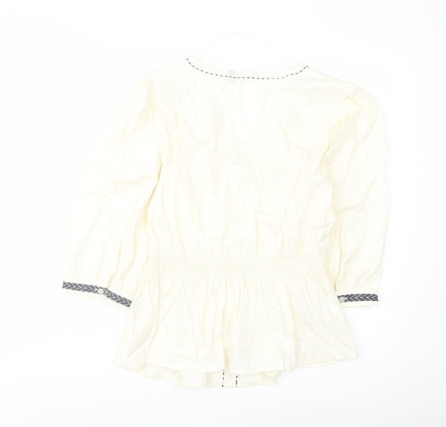 Marks and Spencer Womens Ivory Polyester Basic Blouse Size 14 V-Neck
