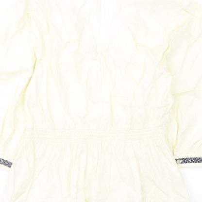 Marks and Spencer Womens Ivory Polyester Basic Blouse Size 14 V-Neck