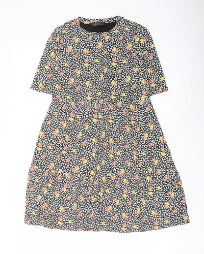 Marks and Spencer Womens Multicoloured Floral Viscose A-Line Size 12 Crew Neck Pullover