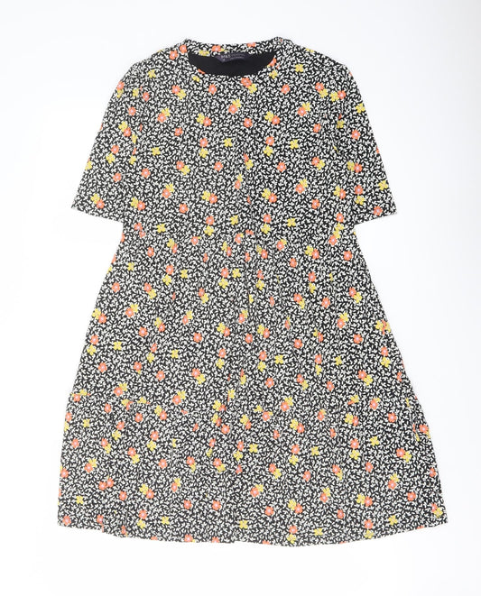 Marks and Spencer Womens Multicoloured Floral Viscose A-Line Size 12 Crew Neck Pullover