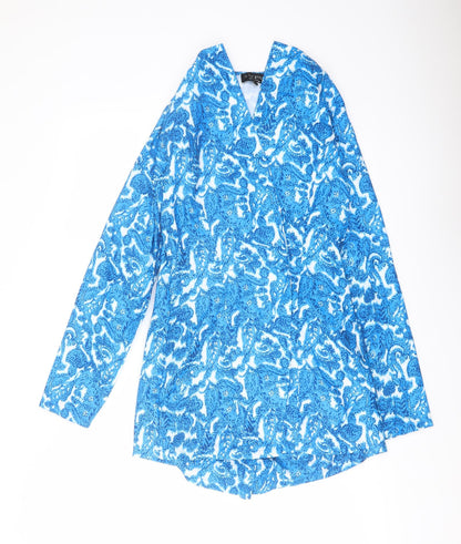 In the Style Womens Blue Geometric Polyester Playsuit One-Piece Size 10 Pullover