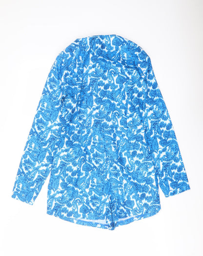 In the Style Womens Blue Geometric Polyester Playsuit One-Piece Size 10 Pullover