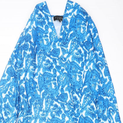 In the Style Womens Blue Geometric Polyester Playsuit One-Piece Size 10 Pullover