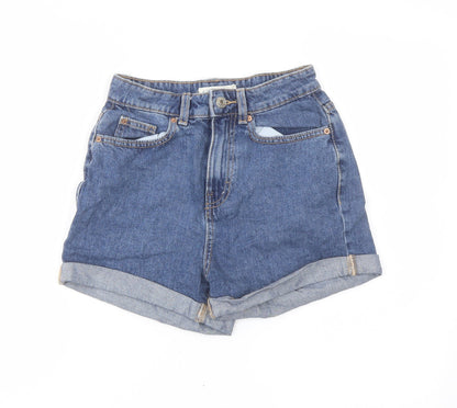 Denim & Co. Womens Blue Cotton Mom Shorts Size 4 L3 in Regular Button