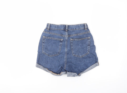 Denim & Co. Womens Blue Cotton Mom Shorts Size 4 L3 in Regular Button