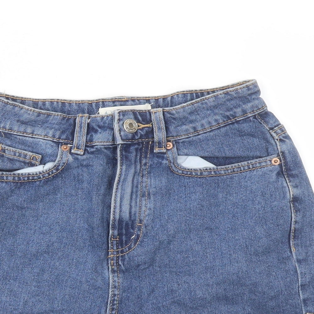 Denim & Co. Womens Blue Cotton Mom Shorts Size 4 L3 in Regular Button