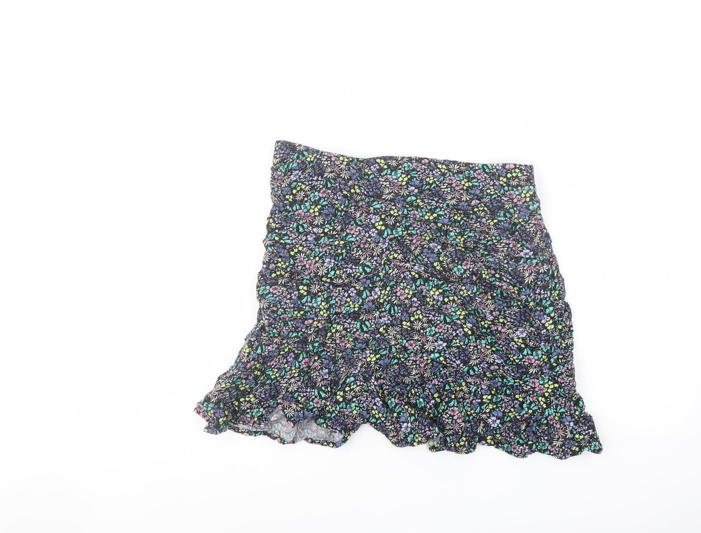 Marks and Spencer Girls Multicoloured Floral Viscose Flare Skirt Size 12-13 Years Regular Zip