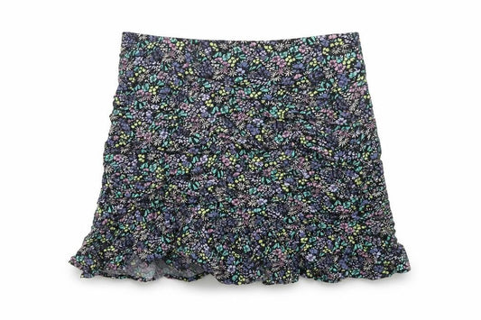 Marks and Spencer Girls Multicoloured Floral Viscose Flare Skirt Size 12-13 Years Regular Zip