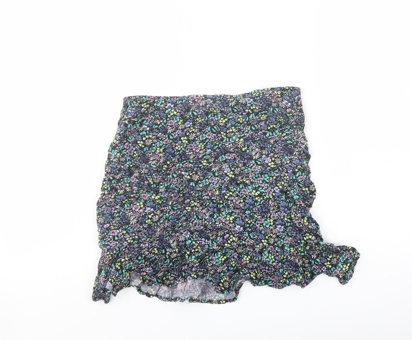 Marks and Spencer Girls Multicoloured Floral Viscose Flare Skirt Size 12-13 Years Regular Zip