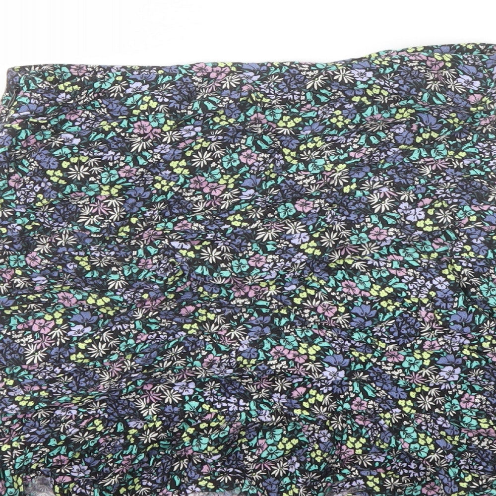 Marks and Spencer Girls Multicoloured Floral Viscose Flare Skirt Size 12-13 Years Regular Zip