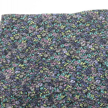 Marks and Spencer Girls Multicoloured Floral Viscose Flare Skirt Size 12-13 Years Regular Zip