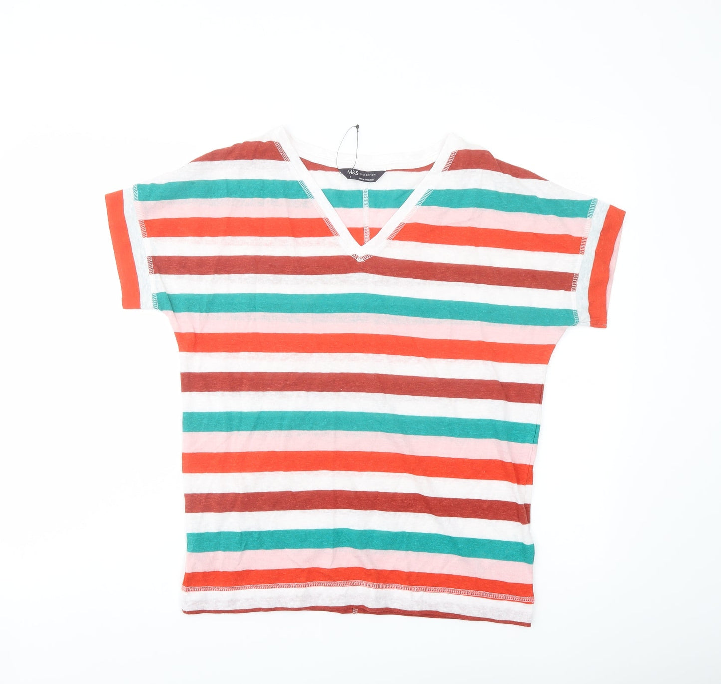Womens UK Size 8 Marks and Spencer Multicoloured Basic T-Shirt