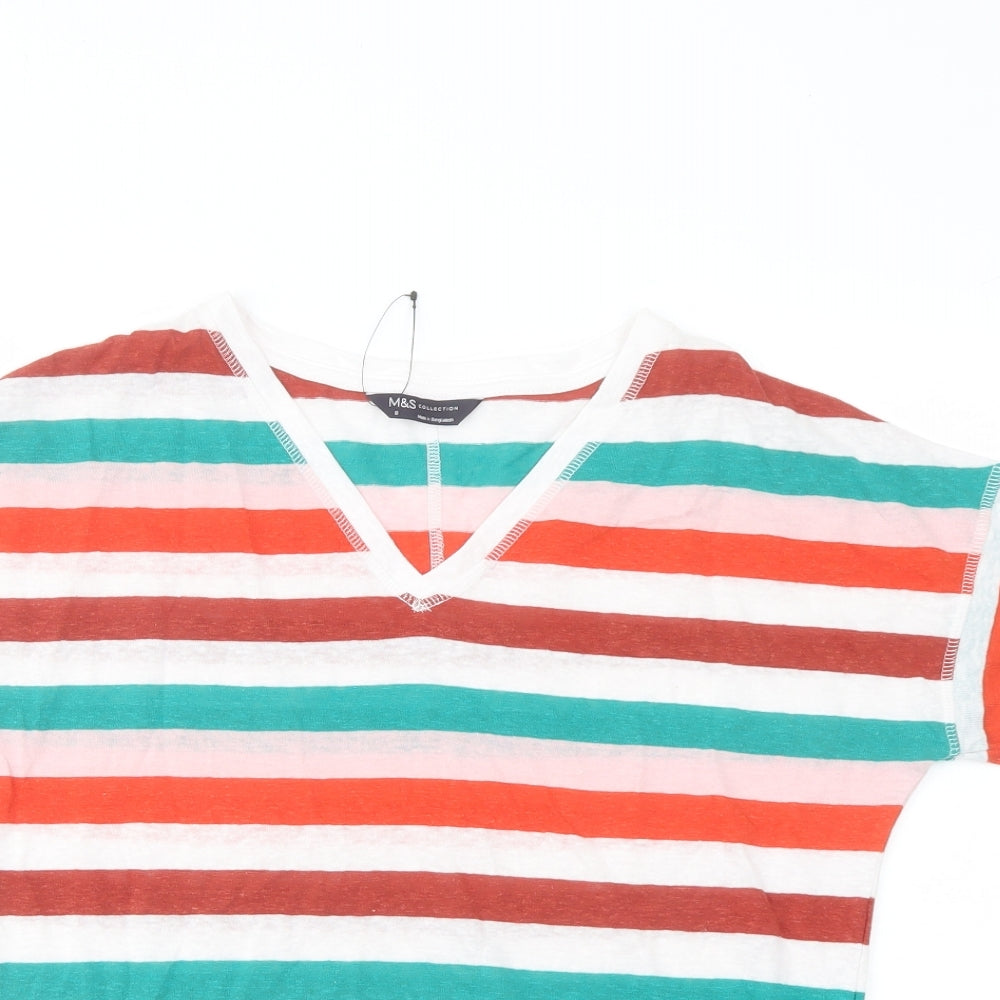 Womens UK Size 8 Marks and Spencer Multicoloured Basic T-Shirt