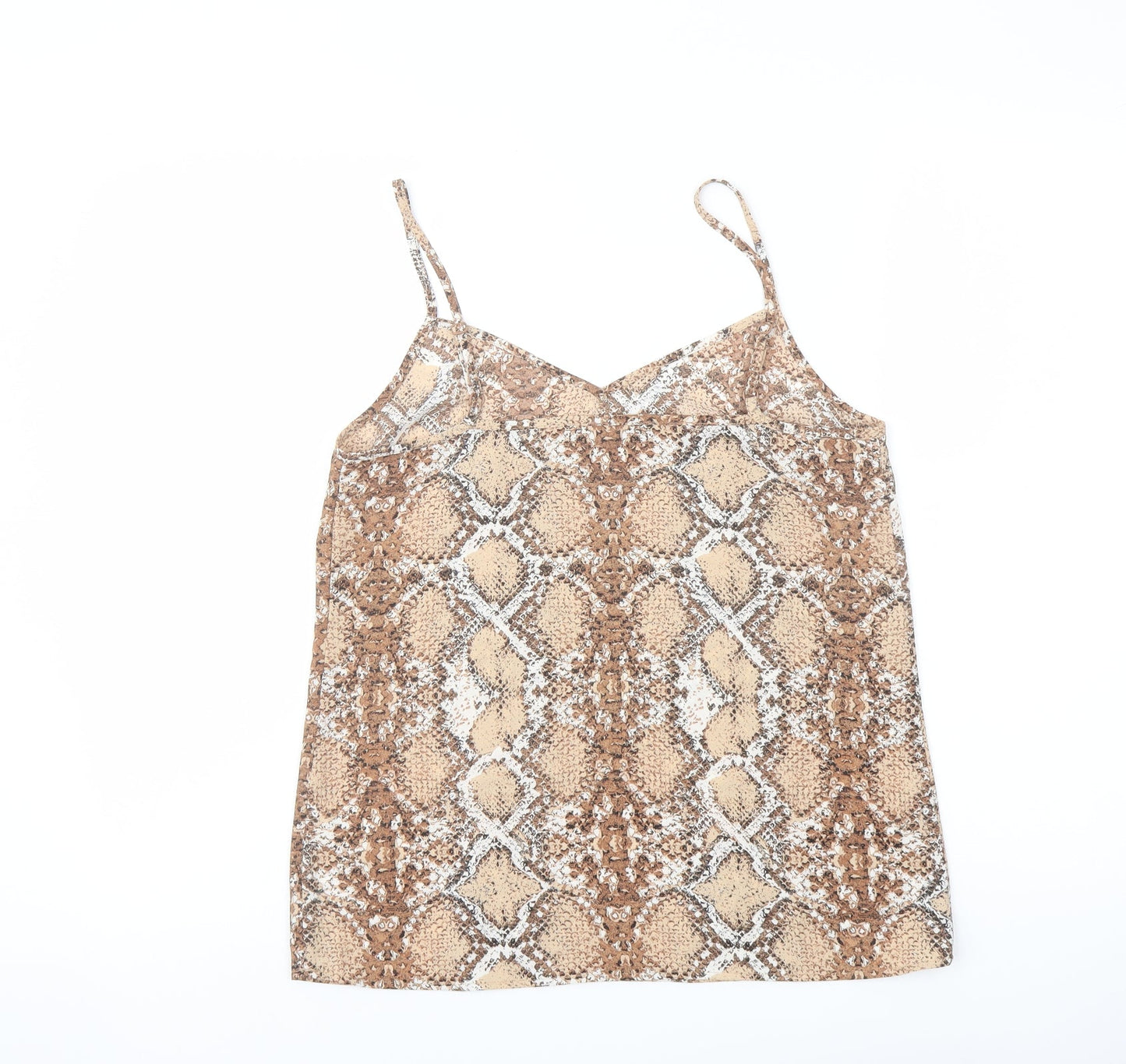 Marks and Spencer Womens Beige Animal Print Polyester Camisole Tank Size 8 Sweetheart