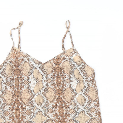 Marks and Spencer Womens Beige Animal Print Polyester Camisole Tank Size 8 Sweetheart