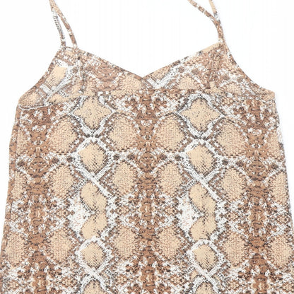Marks and Spencer Womens Beige Animal Print Polyester Camisole Tank Size 8 Sweetheart