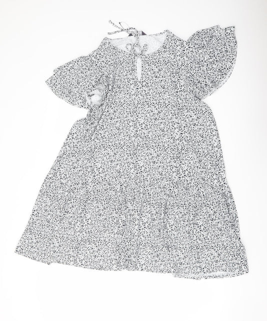 Marks and Spencer Womens Blue Floral Viscose A-Line Size 20 Round Neck Pullover