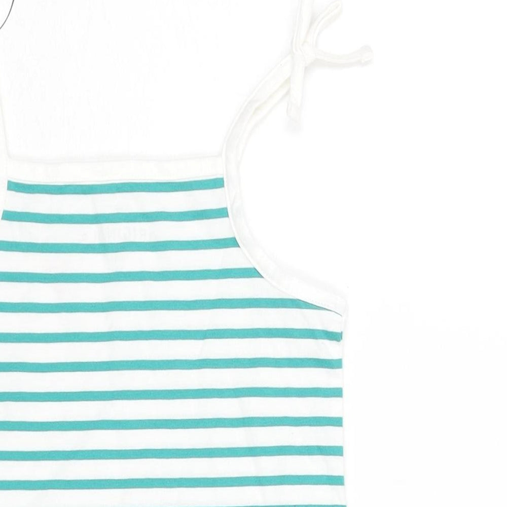Marks and Spencer Girls Gold Striped Cotton Basic Tank Size 3-4 Years Square Neck Pullover - Embroidered Heart