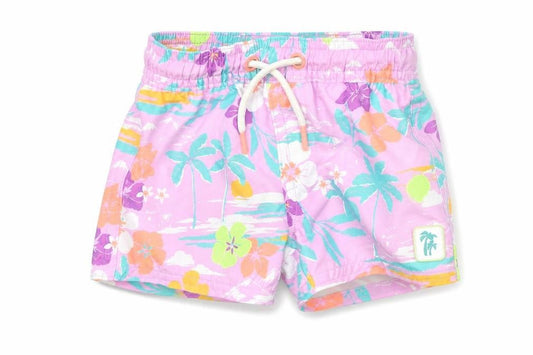 Marks and Spencer Baby Multicoloured Geometric Polyester Cropped Trousers Size 3-6 Months Drawstring - Swim Shorts Plant Print