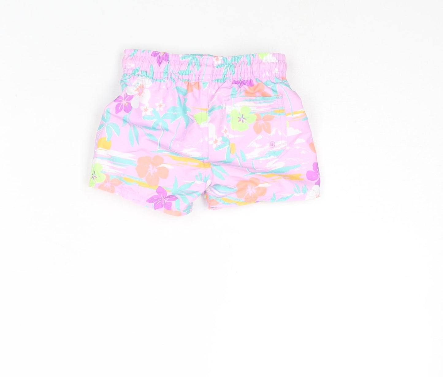Marks and Spencer Baby Multicoloured Geometric Polyester Cropped Trousers Size 3-6 Months Drawstring - Swim Shorts Plant Print