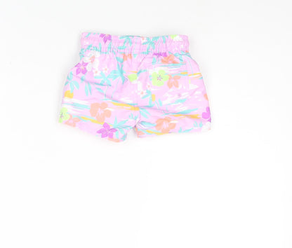 Marks and Spencer Baby Multicoloured Geometric Polyester Cropped Trousers Size 3-6 Months Drawstring - Swim Shorts Plant Print