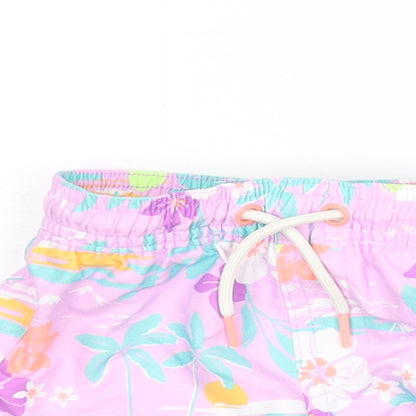 Marks and Spencer Baby Multicoloured Geometric Polyester Cropped Trousers Size 3-6 Months Drawstring - Swim Shorts Plant Print