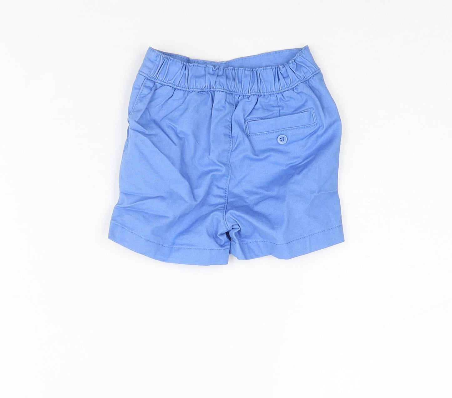 Marks and Spencer Boys Blue Cotton Cropped Trousers Size 3-6 Months Button