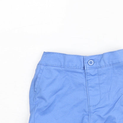 Marks and Spencer Boys Blue Cotton Cropped Trousers Size 3-6 Months Button