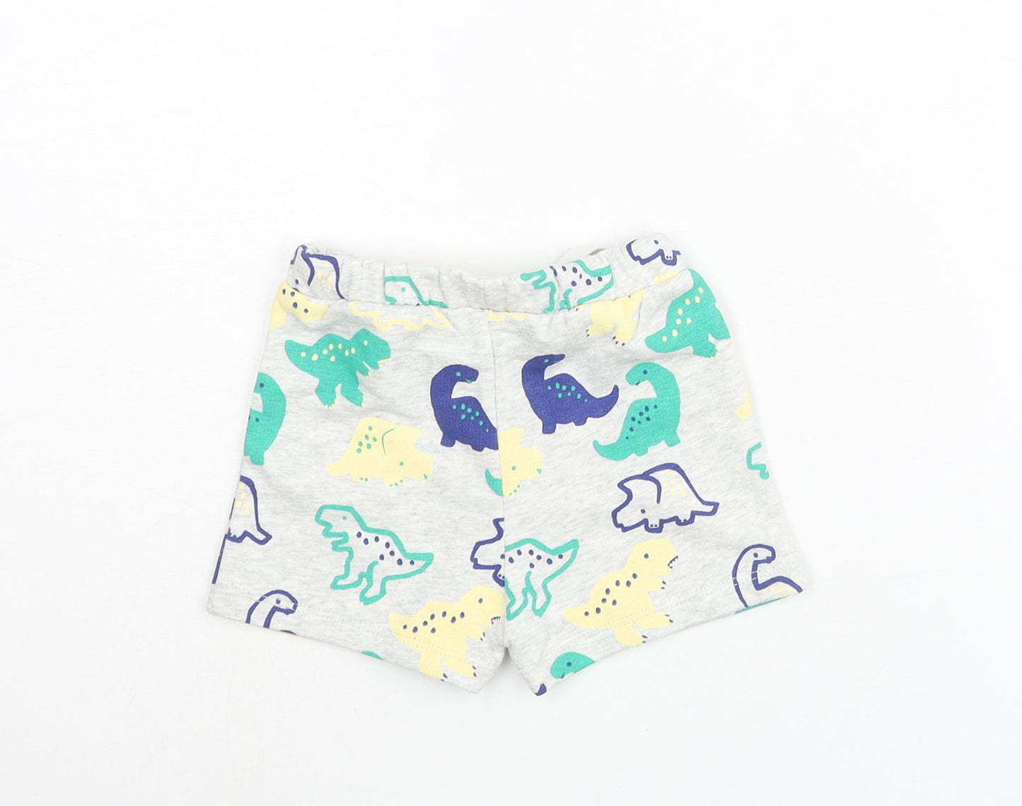 Marks and Spencer Boys Multicoloured Geometric Cotton Cropped Trousers Size 3-6 Months Drawstring - Dinosaur Print