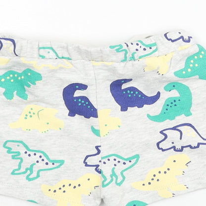 Marks and Spencer Boys Multicoloured Geometric Cotton Cropped Trousers Size 3-6 Months Drawstring - Dinosaur Print