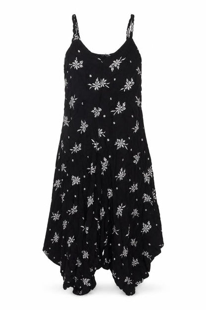 M&Co Womens Black Geometric Viscose Slip Dress Size 12 V-Neck Pullover - Floral Pattern