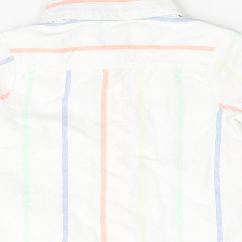 Marks and Spencer Boys White Striped Cotton Basic Button-Up Size 0-3 Months Collared Button