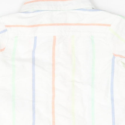 Marks and Spencer Boys White Striped Cotton Basic Button-Up Size 0-3 Months Collared Button