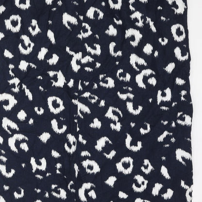 Marks and Spencer Womens Blue Animal Print Linen Straight & Pencil Skirt Size 24 Drawstring - Leopard Print