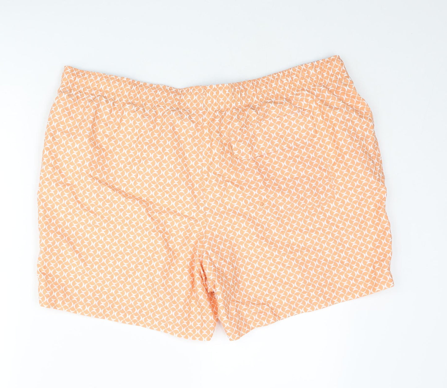 Marks and Spencer Mens Orange Geometric Polyester Sweat Shorts Size 2XL Regular Drawstring - Swim Shorts