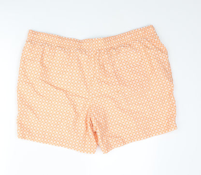 Marks and Spencer Mens Orange Geometric Polyester Sweat Shorts Size 2XL Regular Drawstring - Swim Shorts