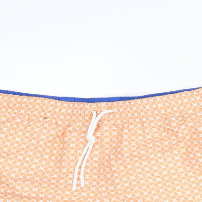 Marks and Spencer Mens Orange Geometric Polyester Sweat Shorts Size 2XL Regular Drawstring - Swim Shorts