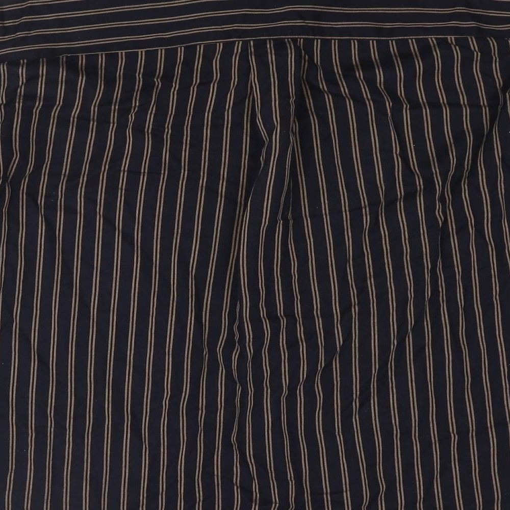 Uniqlo Mens Blue Striped Polyester Button-Up Size M Collared Button