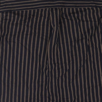 Uniqlo Mens Blue Striped Polyester Button-Up Size M Collared Button
