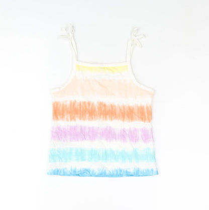 Marks and Spencer Girls Multicoloured Striped Cotton Basic Tank Size 4-5 Years Square Neck Pullover