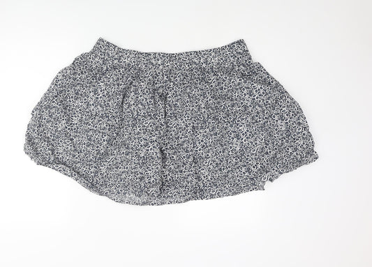 Marks and Spencer Womens Blue Floral Cotton Mini Skirt Size 18