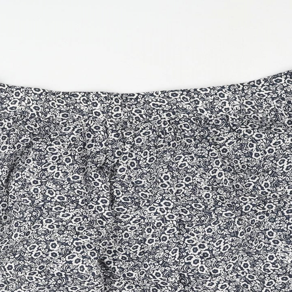 Marks and Spencer Womens Blue Floral Cotton Mini Skirt Size 18